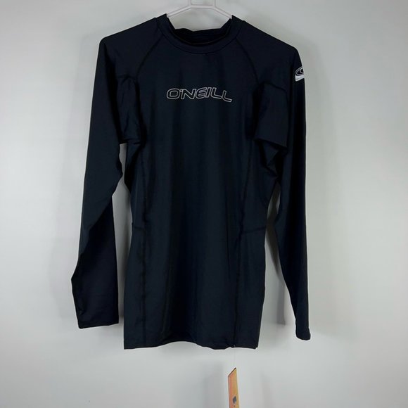 O'Neill Mens 50+ Rash Guard Black Stretch Long Sleeve Performance Fit XXL New - Picture 1 of 11